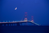 Moon over the Mackinac Bridge